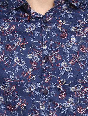 navy blue paisley casual shirt - 17544496 - Standard Image - 5