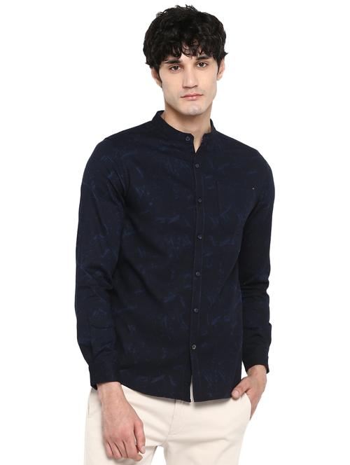 navy blue printed casual shirt - 17544508 - Standard Image - 1