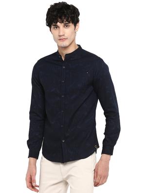 navy blue printed casual shirt - 17544508 - Standard Image - 2