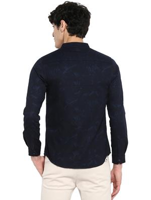 navy blue printed casual shirt - 17544508 - Standard Image - 3