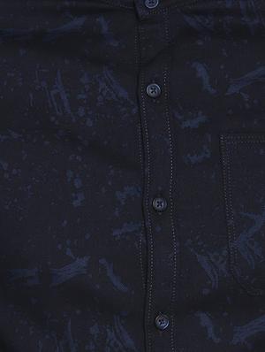 navy blue printed casual shirt - 17544508 - Standard Image - 4