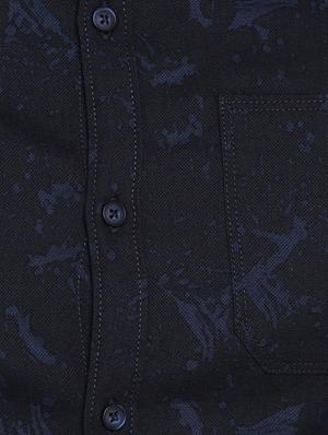 navy blue printed casual shirt - 17544508 - Standard Image - 5