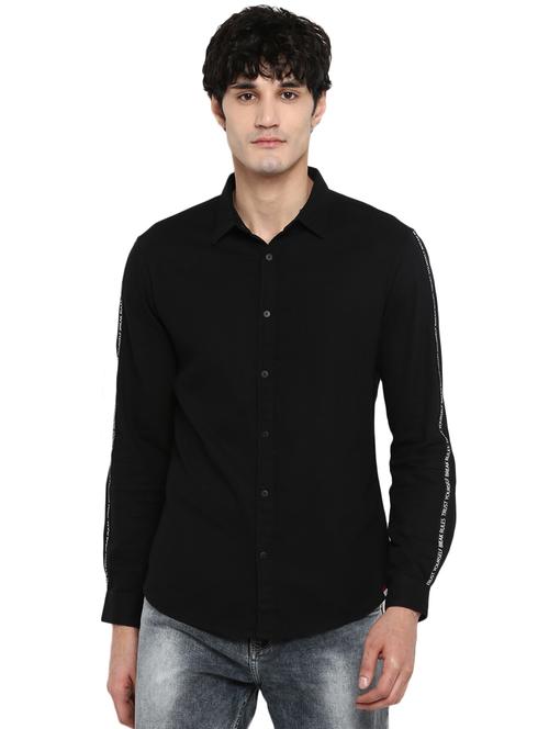 black solid casual shirt - 17544512 - Standard Image - 1