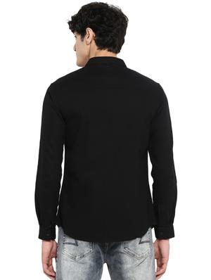 black solid casual shirt - 17544512 - Standard Image - 3