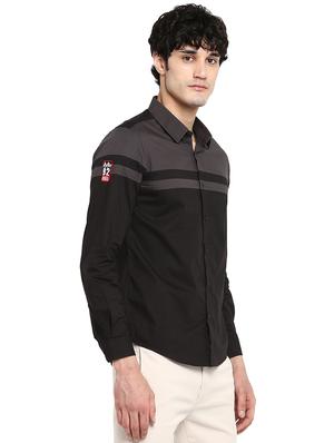 black color block casual shirt - 17544514 - Standard Image - 2