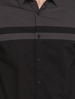 black color block casual shirt - 17544514 - Standard Image - 5