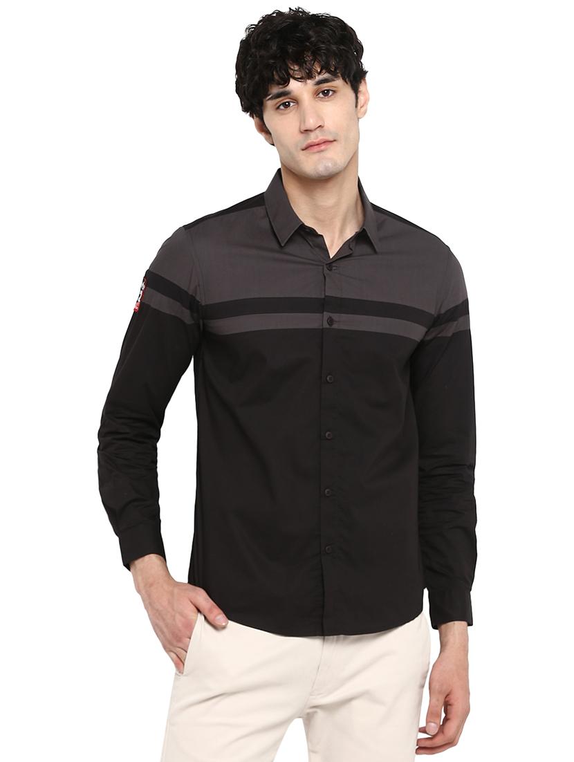 black color block casual shirt - 17544514 - Zoom Image - 1