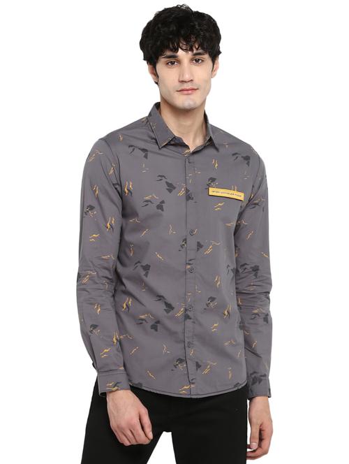 grey printed casual shirt - 17544515 - Standard Image - 1