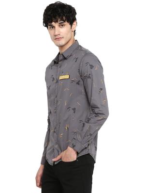 grey printed casual shirt - 17544515 - Standard Image - 2