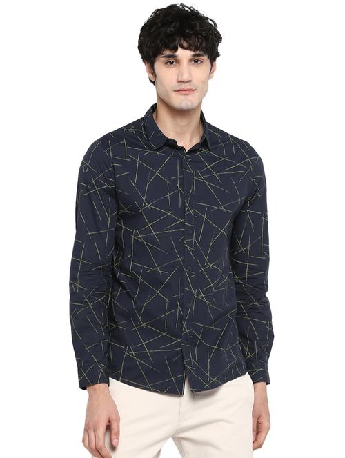 navy blue abstract casual shirt - 17544517 - Standard Image - 1