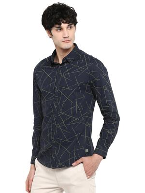 navy blue abstract casual shirt - 17544517 - Standard Image - 2