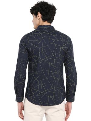 navy blue abstract casual shirt - 17544517 - Standard Image - 3