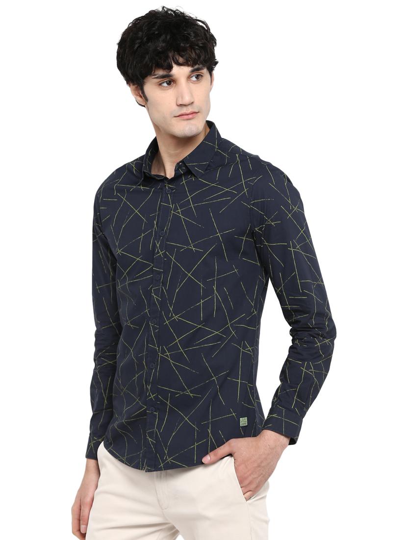 navy blue abstract casual shirt - 17544517 - Zoom Image - 2