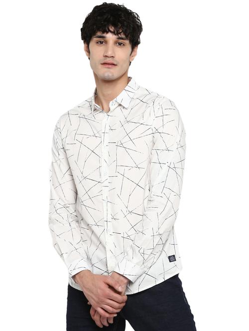 white abstract casual shirt - 17544519 - Standard Image - 1