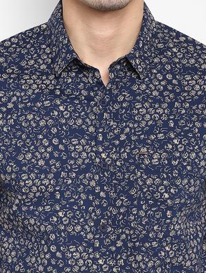 navy blue printed casual shirt - 17544521 - Standard Image - 4