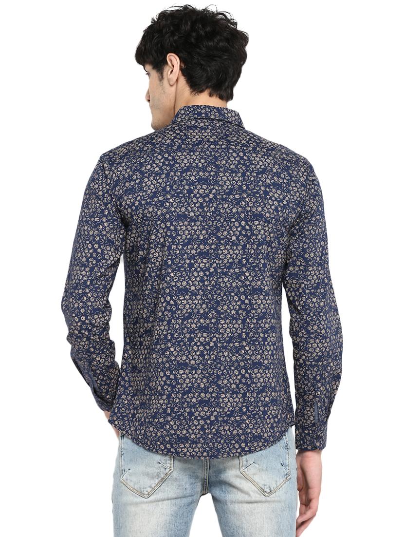 navy blue printed casual shirt - 17544521 - Zoom Image - 3