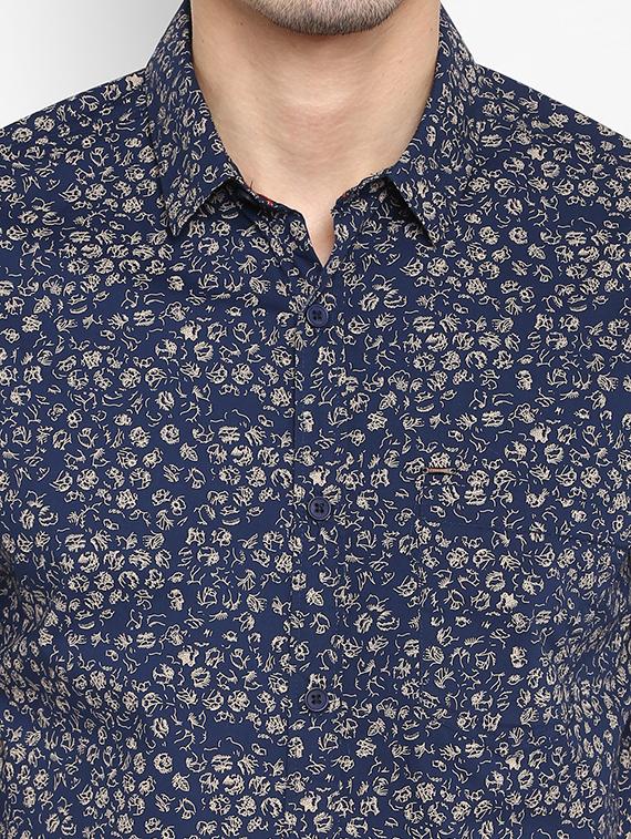 navy blue printed casual shirt - 17544521 - Zoom Image - 4