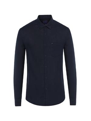 navy blue solid casual shirt - 17544525 - Standard Image - 5