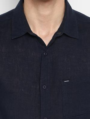 navy blue solid casual shirt - 17544525 - Standard Image - 6