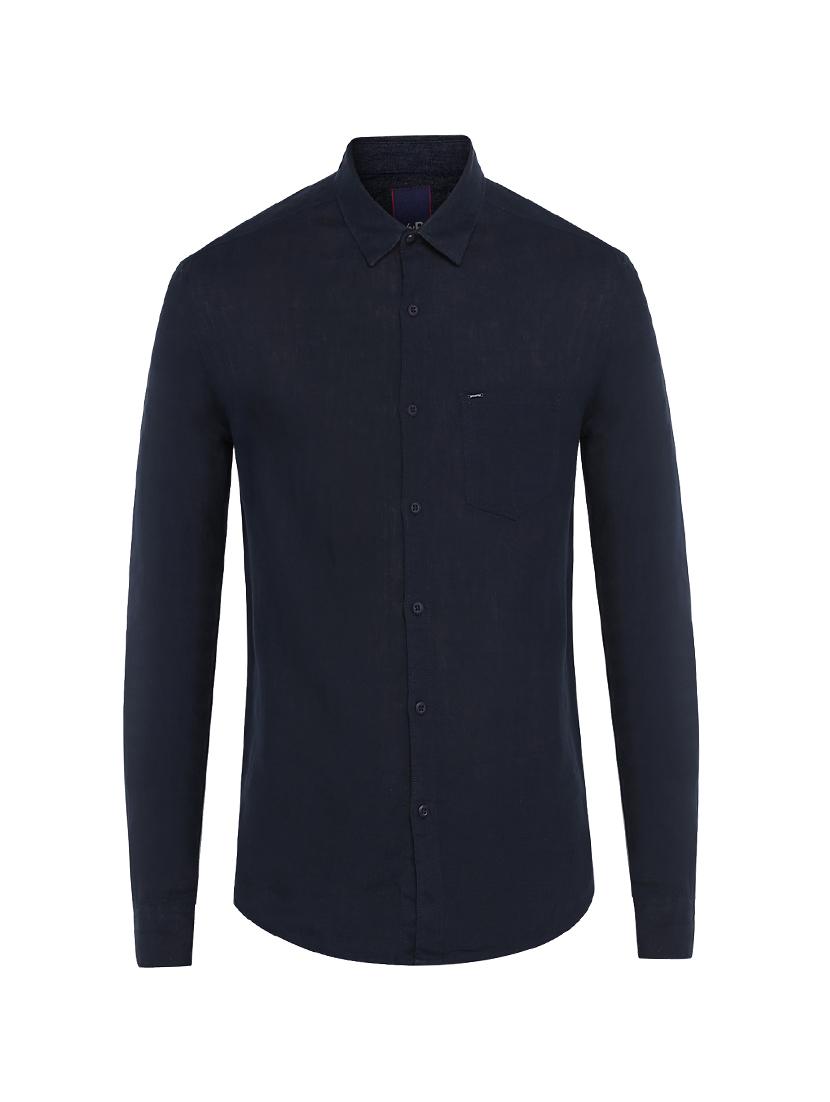 navy blue solid casual shirt - 17544525 - Zoom Image - 5