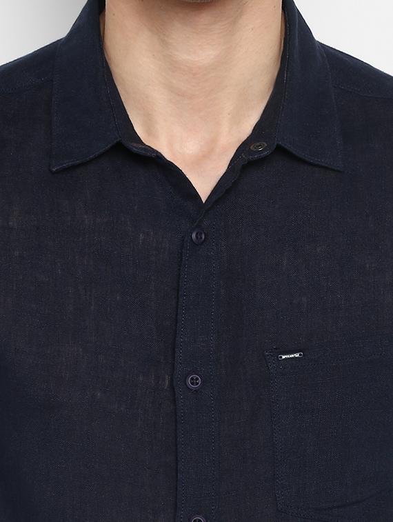 navy blue solid casual shirt - 17544525 - Zoom Image - 6