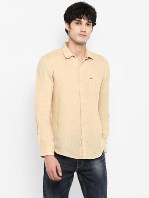 beige solid casual shirt - 17544527 - Standard Image - 2