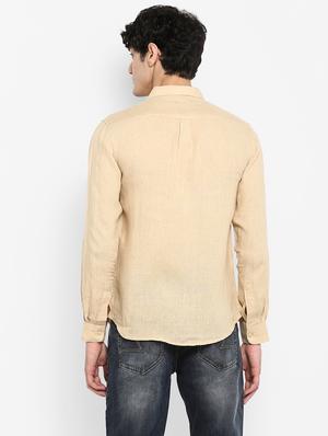 beige solid casual shirt - 17544527 - Standard Image - 4