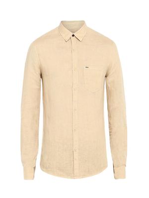 beige solid casual shirt - 17544527 - Standard Image - 5