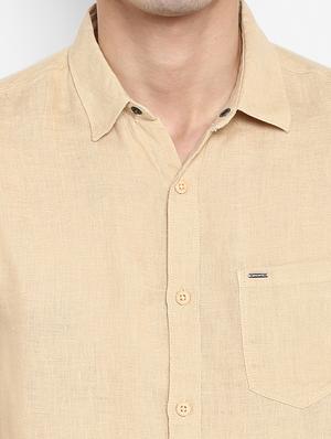 beige solid casual shirt - 17544527 - Standard Image - 6