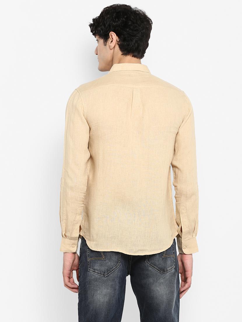 beige solid casual shirt - 17544527 - Zoom Image - 4