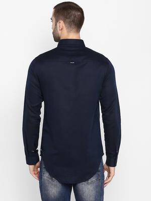 navy blue solid casual shirt - 17544530 - Standard Image - 4