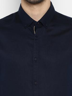 navy blue solid casual shirt - 17544530 - Standard Image - 6