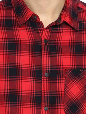 red checkered casual shirt - 17544531 - Standard Image - 4