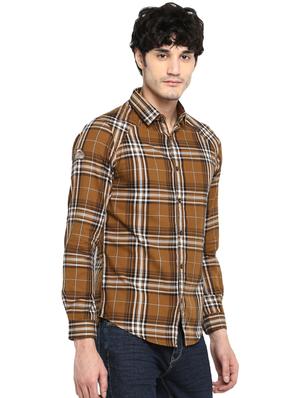 brown checkered casual shirt - 17544534 - Standard Image - 2