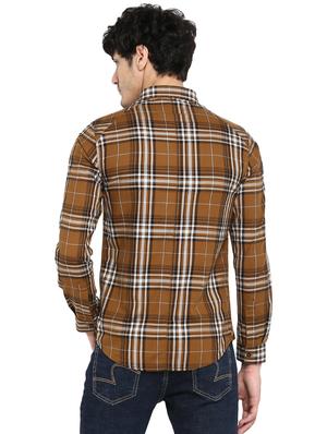 brown checkered casual shirt - 17544534 - Standard Image - 3
