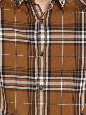brown checkered casual shirt - 17544534 - Standard Image - 4