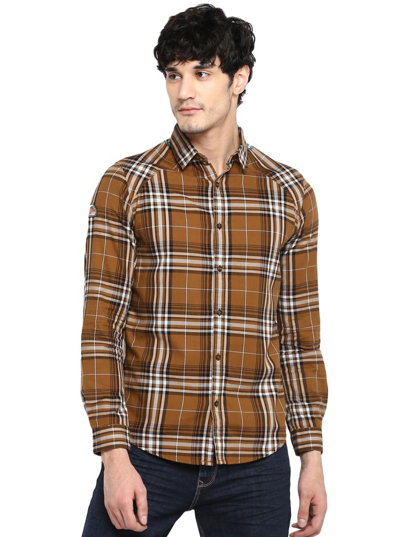 brown checkered casual shirt - 17544534 - Zoom Image - 1