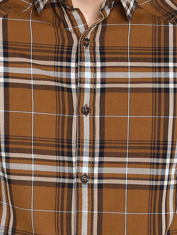 brown checkered casual shirt - 17544534 - Zoom Image - 4