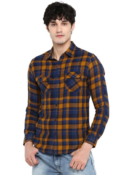 yellow checkered casual shirt - 17544548 - Very Small Image - 1