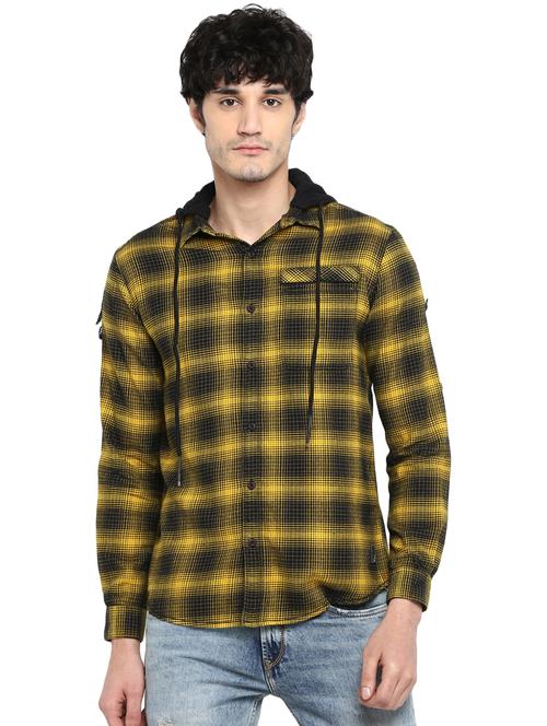 yellow checkered casual shirt - 17544551 - Very Small Image - 1