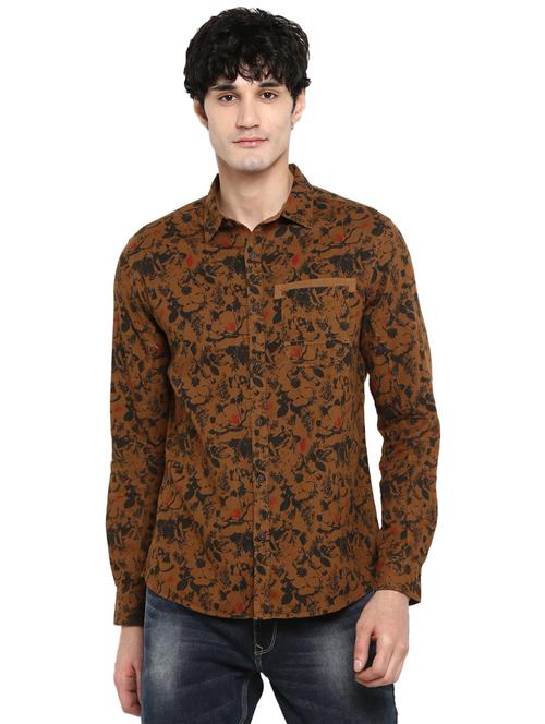 brown printed casual shirt - 17544555 - Standard Image - 1