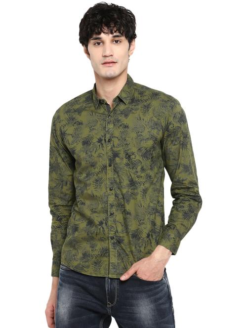 green printed casual shirt - 17544556 - Standard Image - 1