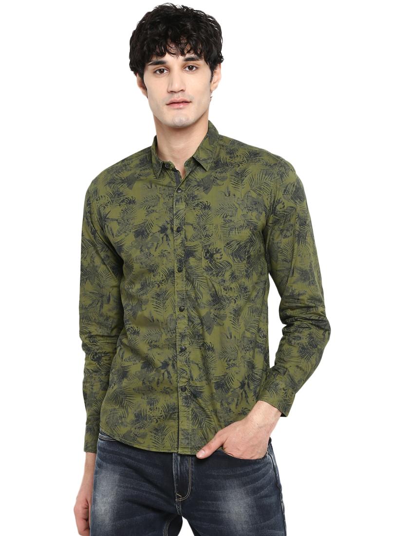 green printed casual shirt - 17544556 - Zoom Image - 1