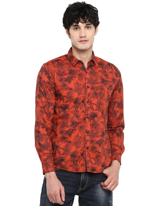 orange printed casual shirt - 17544557 - Very Small Image - 1