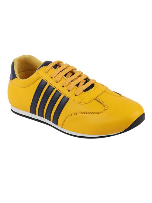 yellow pu lace up sneakers - 17544569 - Standard Image - 1