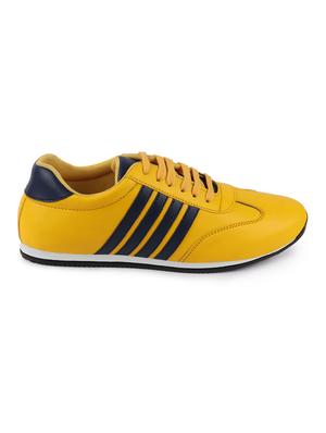yellow pu lace up sneakers - 17544569 - Standard Image - 2