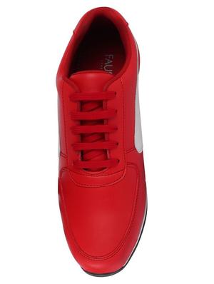 red pu lace up sneakers - 17544572 - Standard Image - 3