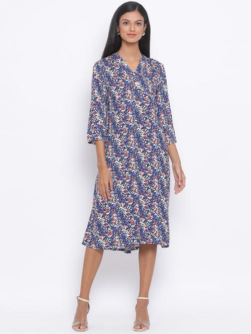 v neck floral a-line dress - 17544665 - Standard Image - 1