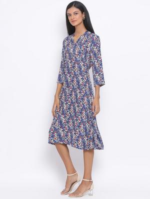v neck floral a-line dress - 17544665 - Standard Image - 2