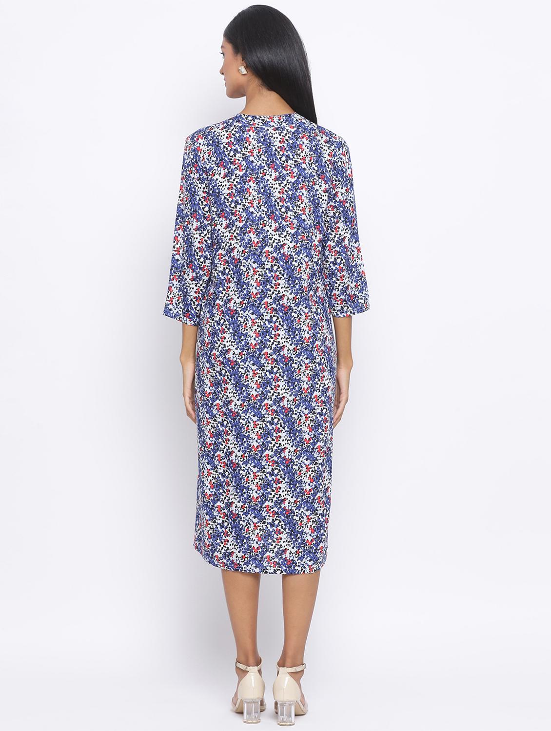 v neck floral a-line dress - 17544665 - Zoom Image - 3